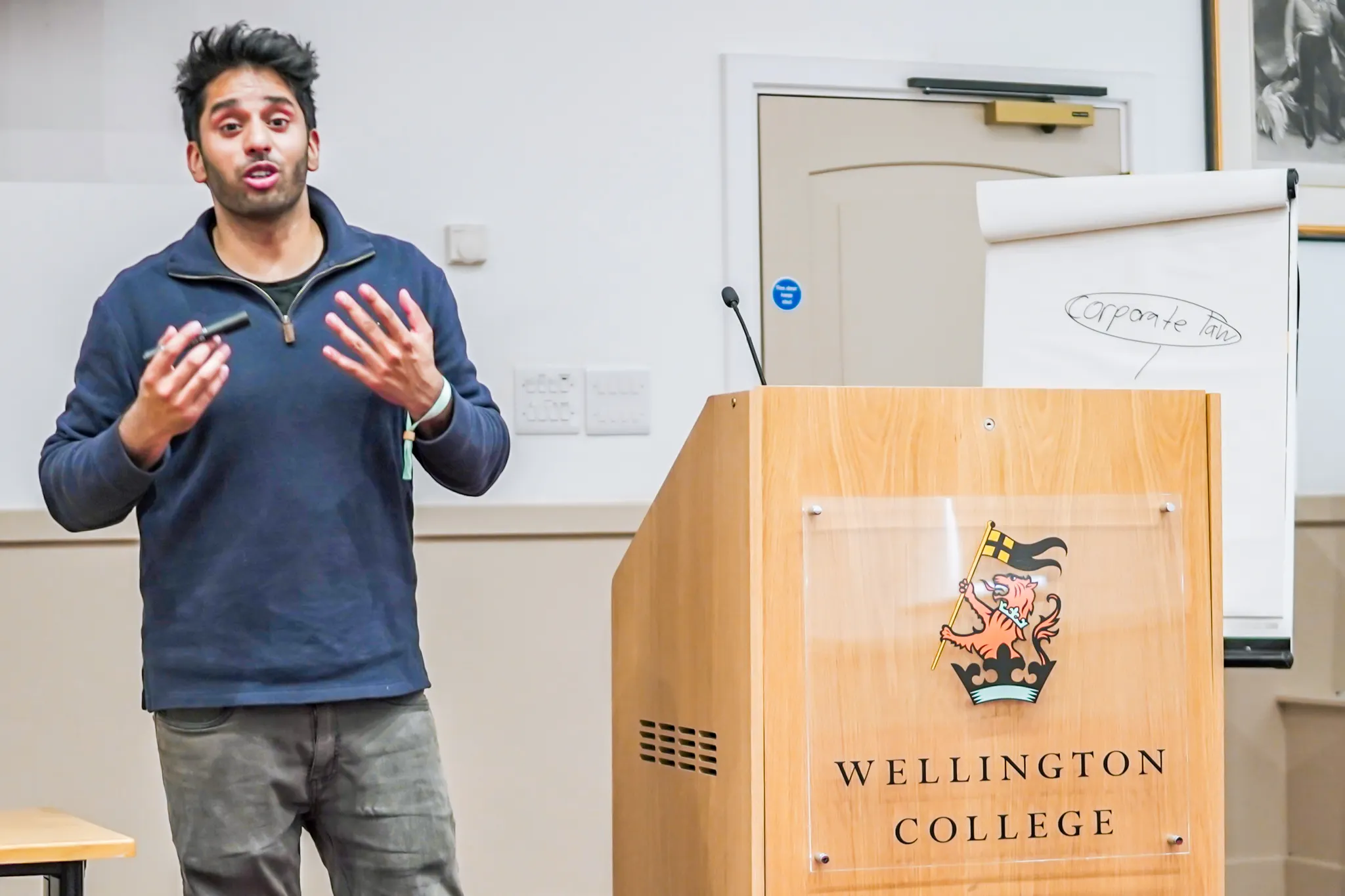 Hassan Akram presenting at Wellington College